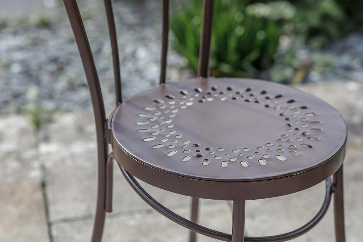 Jeavika Iron Outdoor Bistro Chair - Dark Brown - Image 3