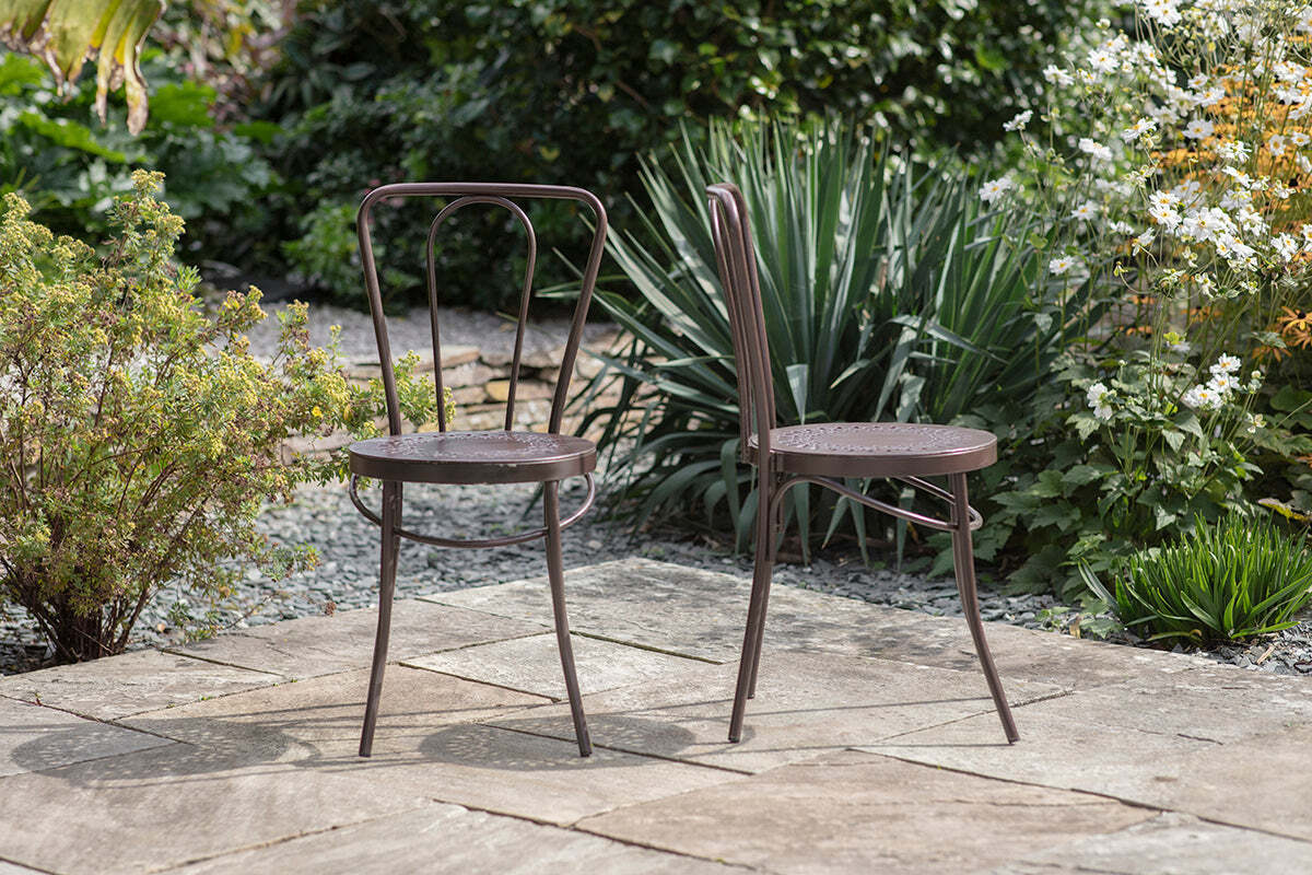 Jeavika Iron Outdoor Bistro Chair - Dark Brown - Image 5