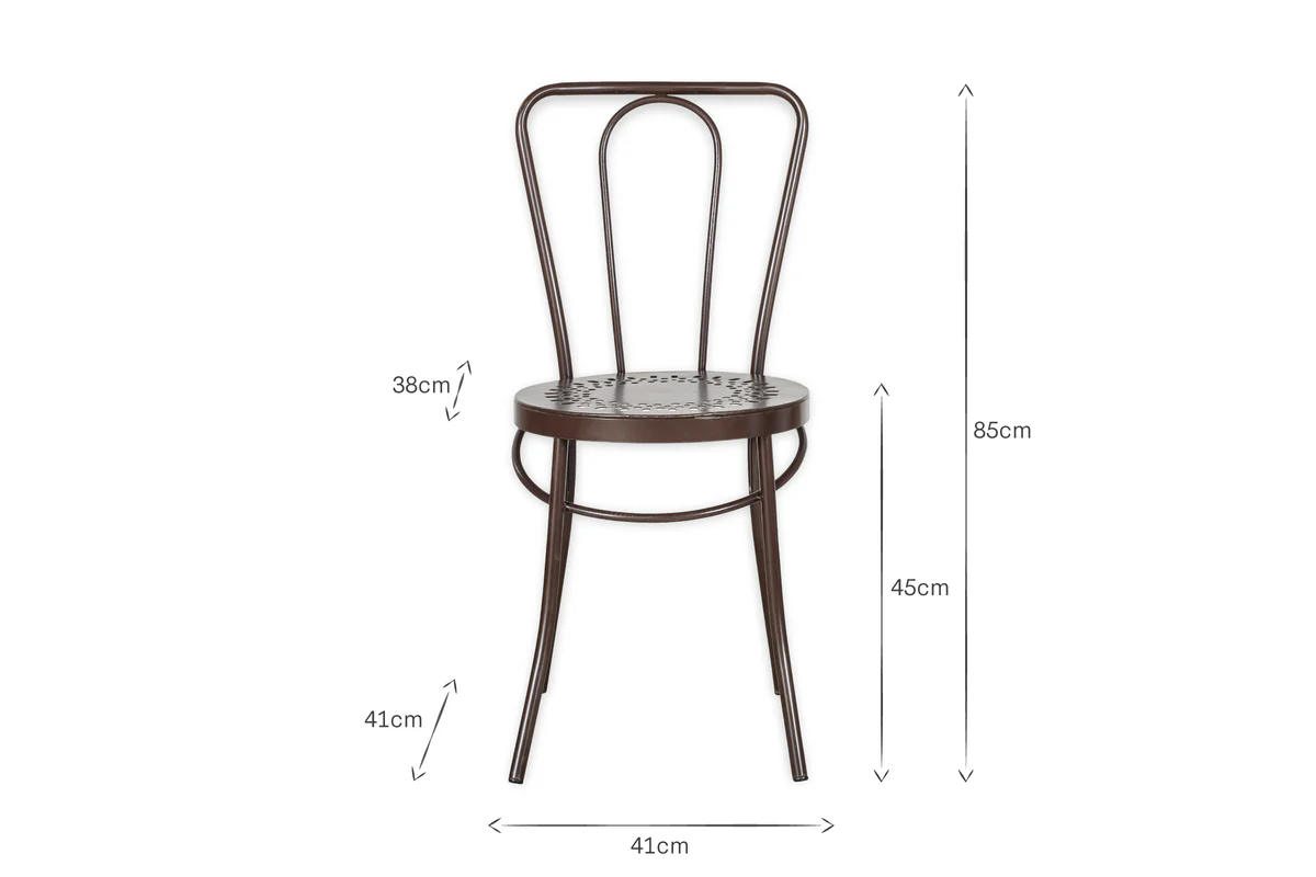 Jeavika Iron Outdoor Bistro Chair - Dark Brown - Image 6