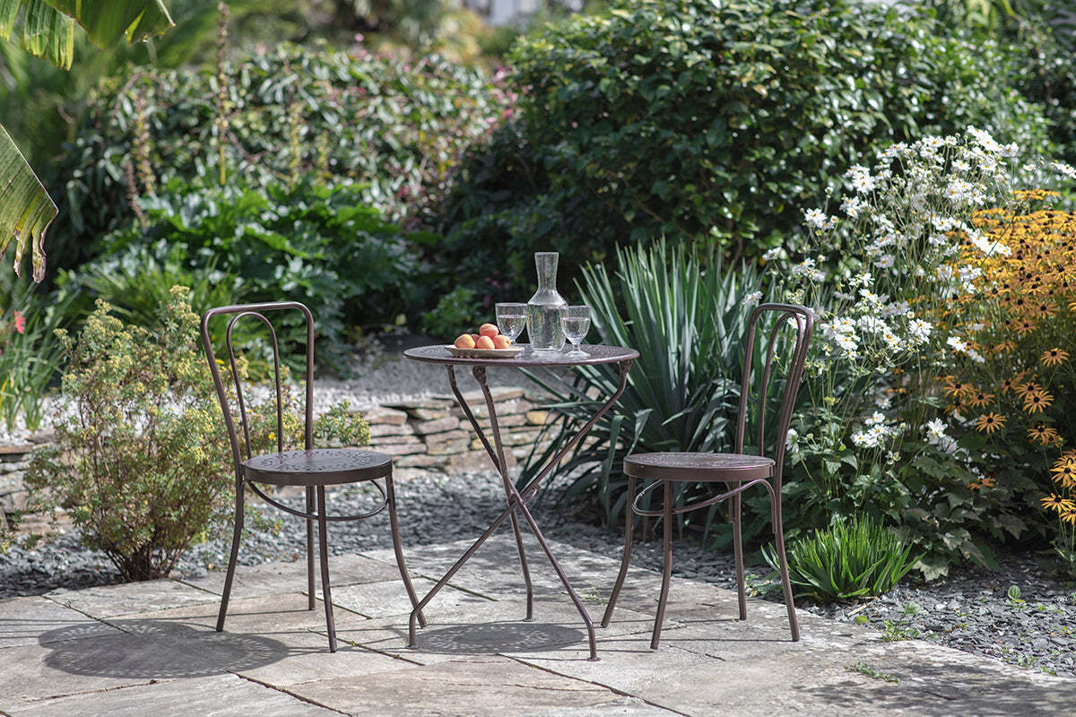 Jeavika Iron Outdoor Bistro Table - Dark Brown - Image 2