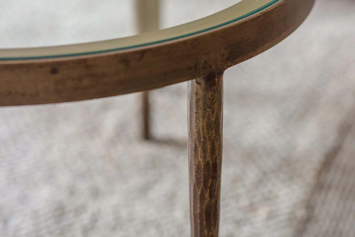 Jiya Iron & Glass Nested Coffee Tables - Brass - Image 4