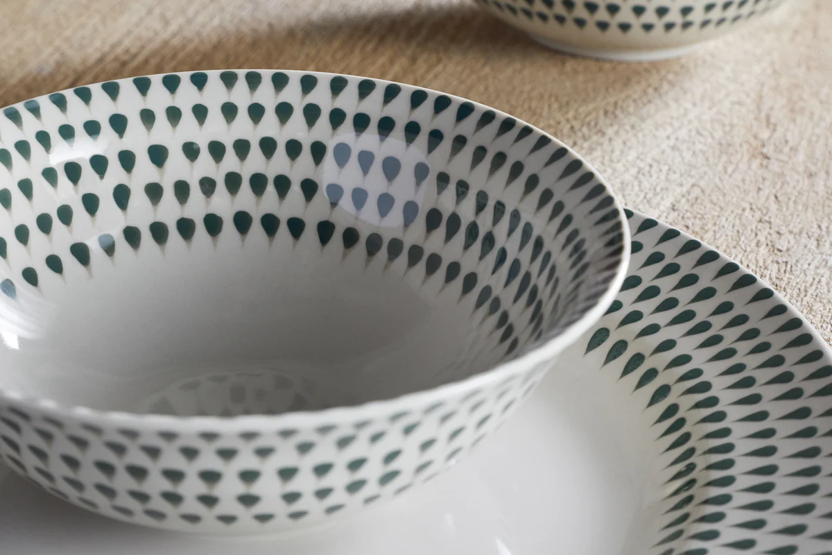 Juniper Drop Dinnerware Set - Cream & Juniper (Set of 12) - Image 12