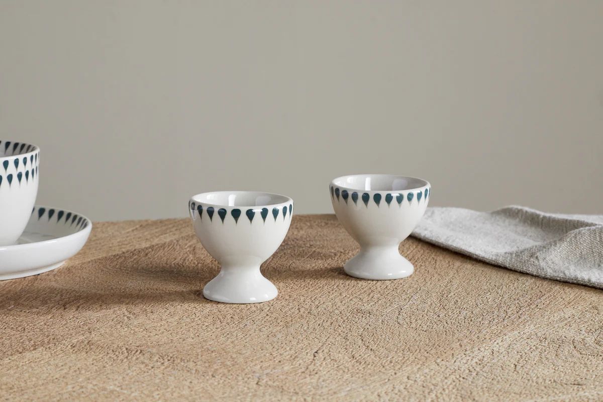 Juniper Drop Egg Cups - Cream & Juniper (Set of 2) - Image 2