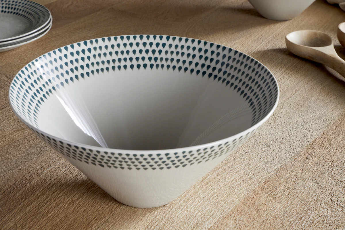 Juniper Drop Serving Bowl - Cream & Juniper - Large - Image 2