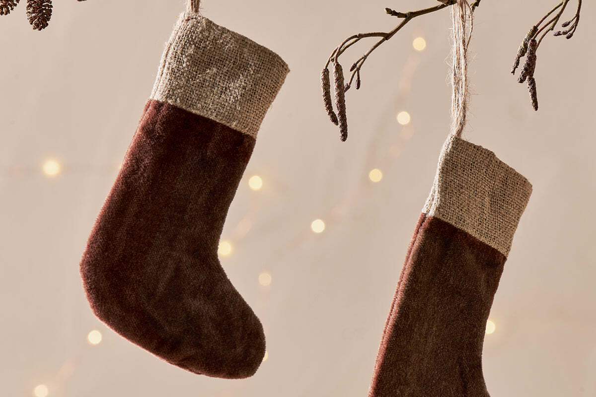 Karru Cotton Velvet Mini Stocking - Rich Mocha - (Set of 3) - Image 3