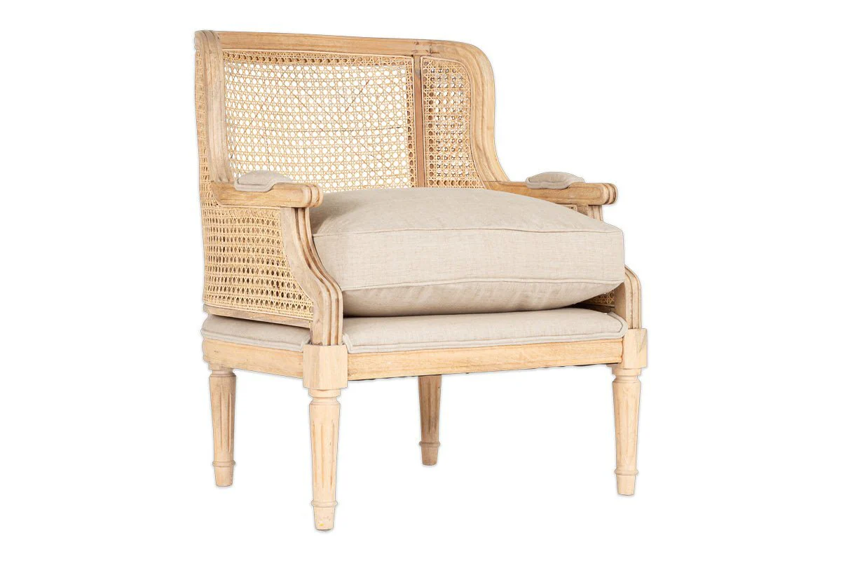 Kaziria Cane & Linen Armchair - Natural - Image 9