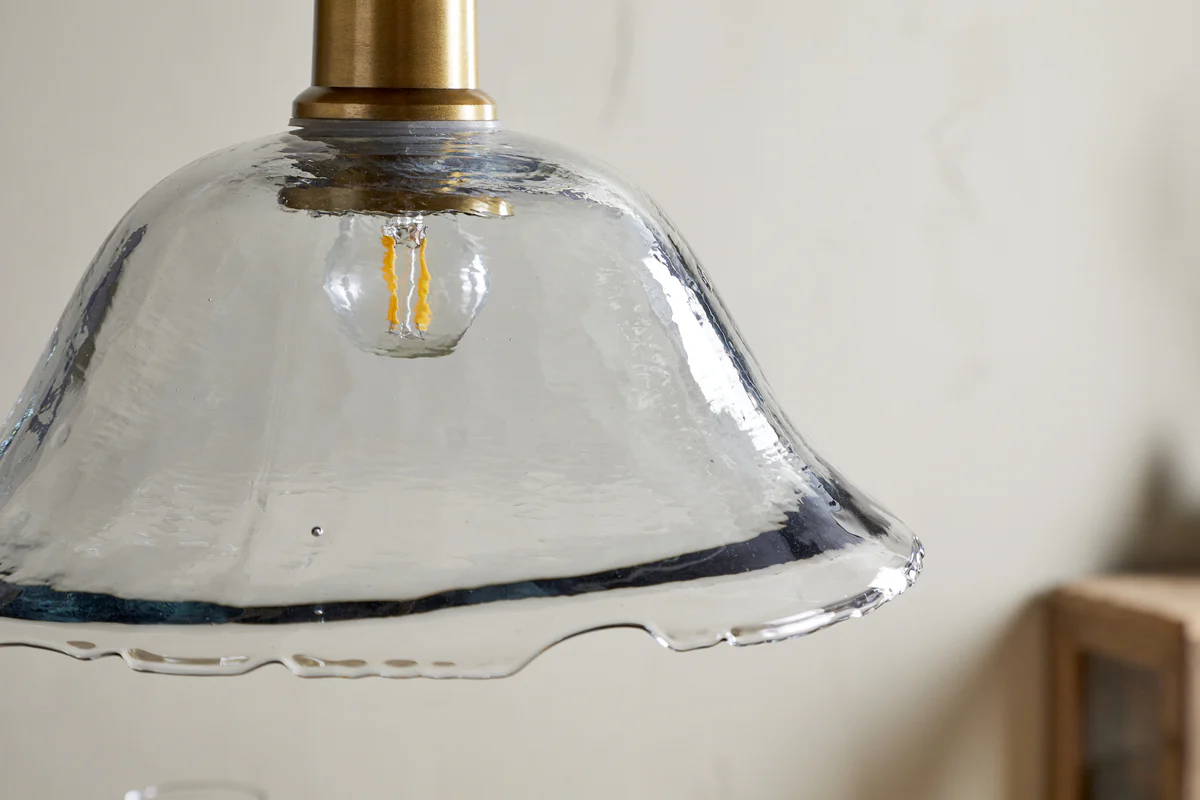Keju Organic Shape Recycled Glass Pendant - Clear - Image 5
