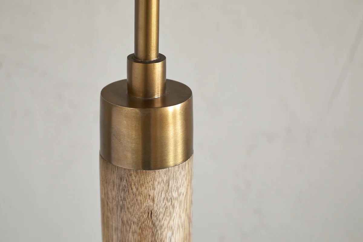 Kera Wood & Metal Floor Lamp - Antique Brass & Natural - Image 5