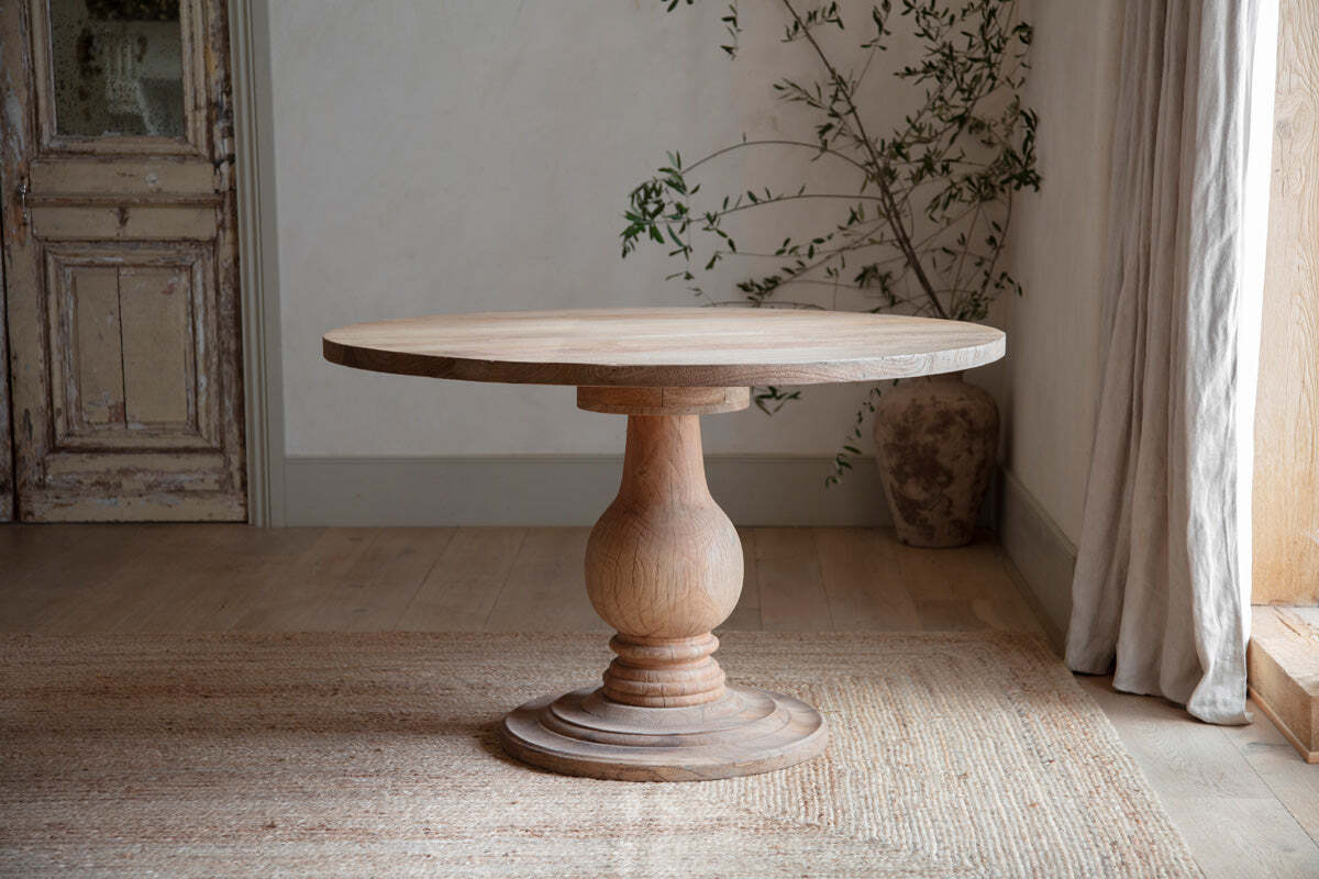 Laya Round Carved Wood Table - Small - Image 2