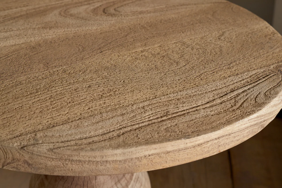 Laya Round Carved Side Table - Natural - Image 4