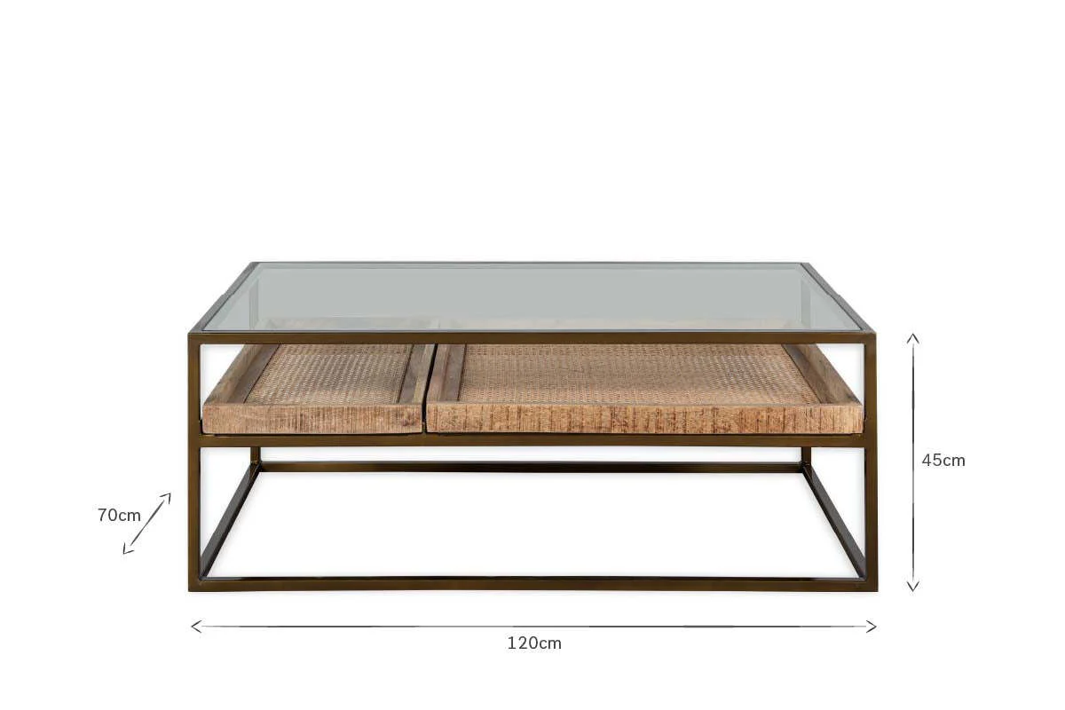 Luzon Iron & Mango Wood Display Coffee Table - Brass - Image 5