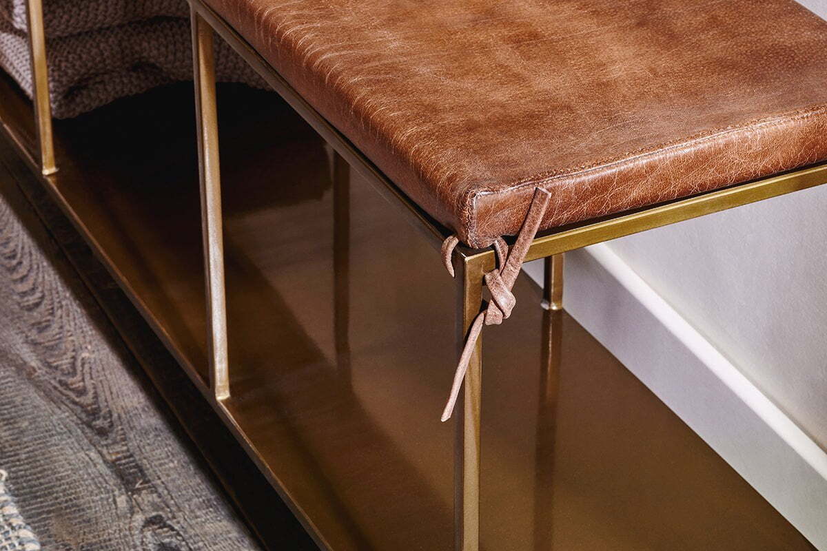 Mahi Iron & Leather Bench - Image 3