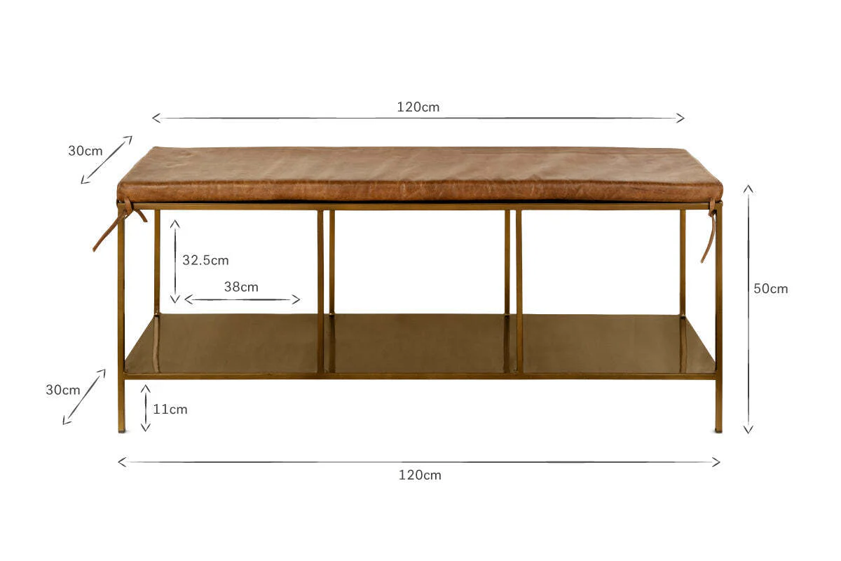 Mahi Iron & Leather Bench - Image 4