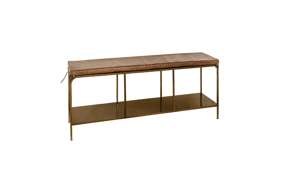 Mahi Iron & Leather Bench - Image 6