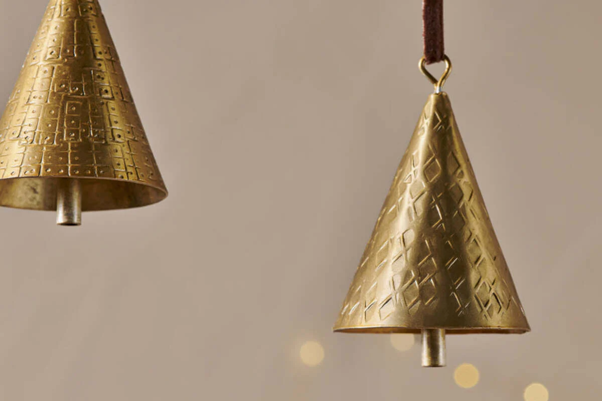 Manya Metal Bell Baubles - Brass - (Set of 3) - Image 2