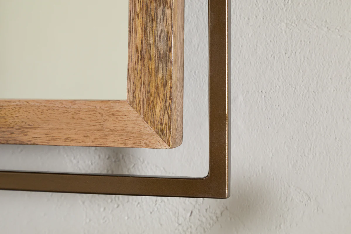 Mar Swivel Wall Mirror - Antique Brass & Natural - Image 3