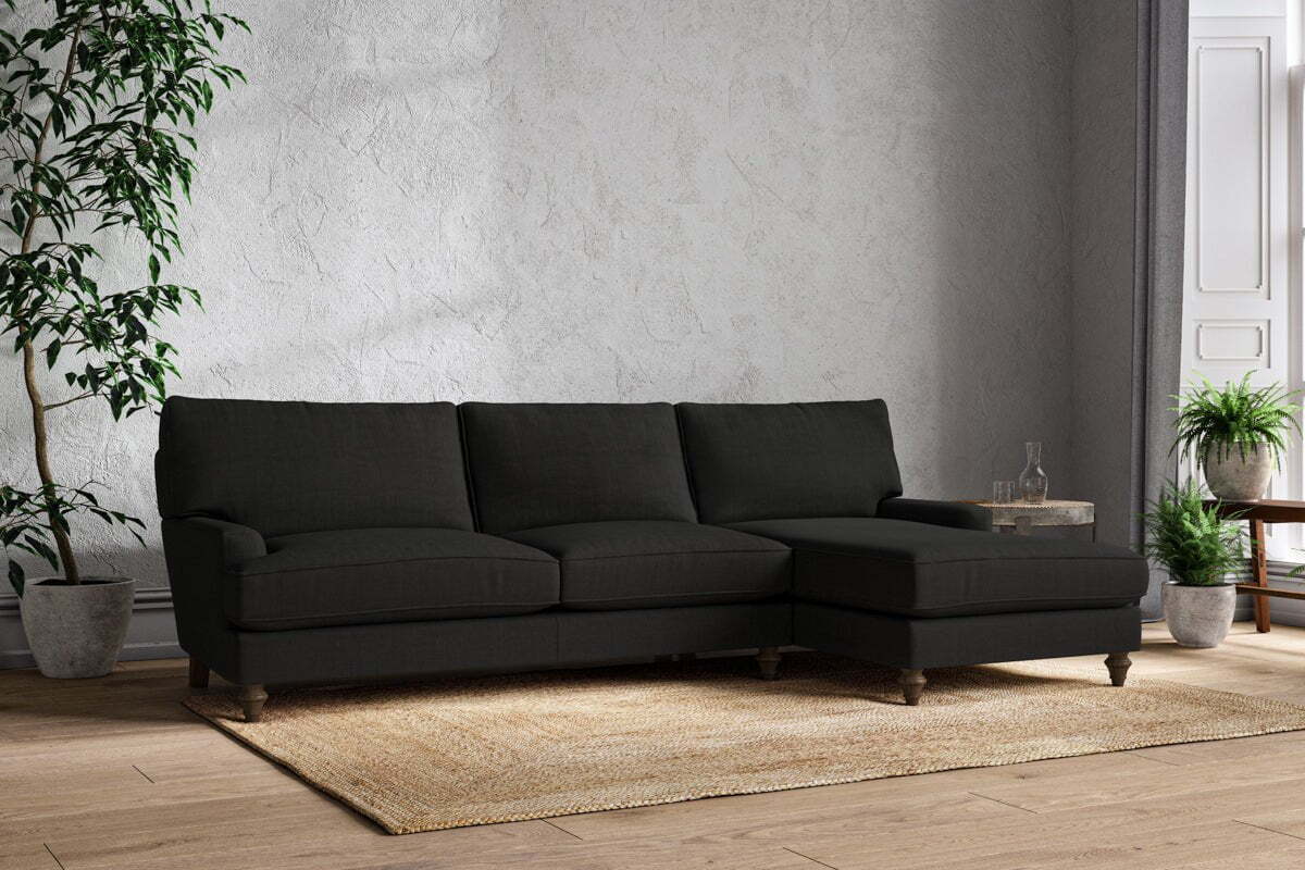 Marri Grand Right Hand Chaise Sofa - Brera Linen Charcoal - Image 2