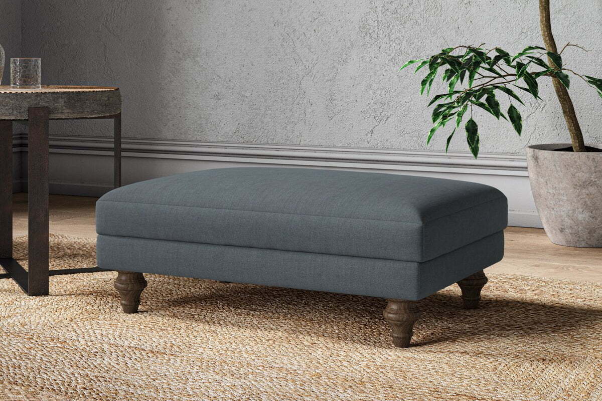 Marri Medium Footstool - Brera Linen Dusk - Image 2
