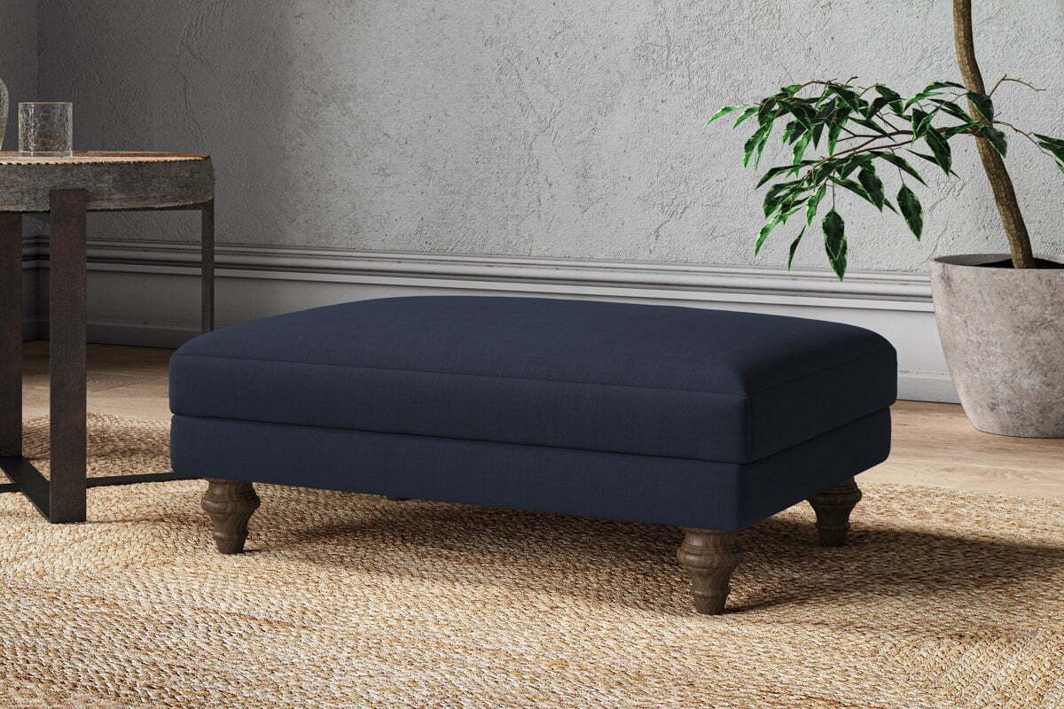 Marri Medium Footstool - Brera Linen Indigo - Image 2