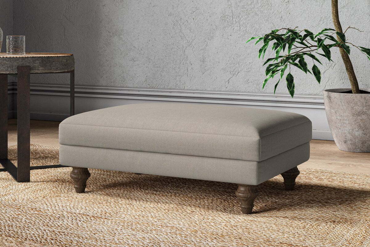 Marri Medium Footstool - Recycled Cotton Flax - Image 2