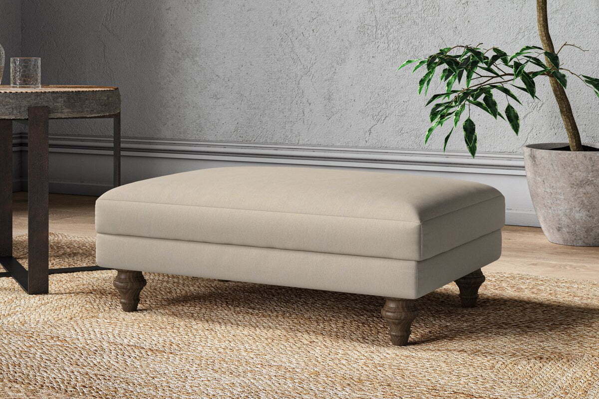 Marri Medium Footstool - Recycled Cotton Stone - Image 2