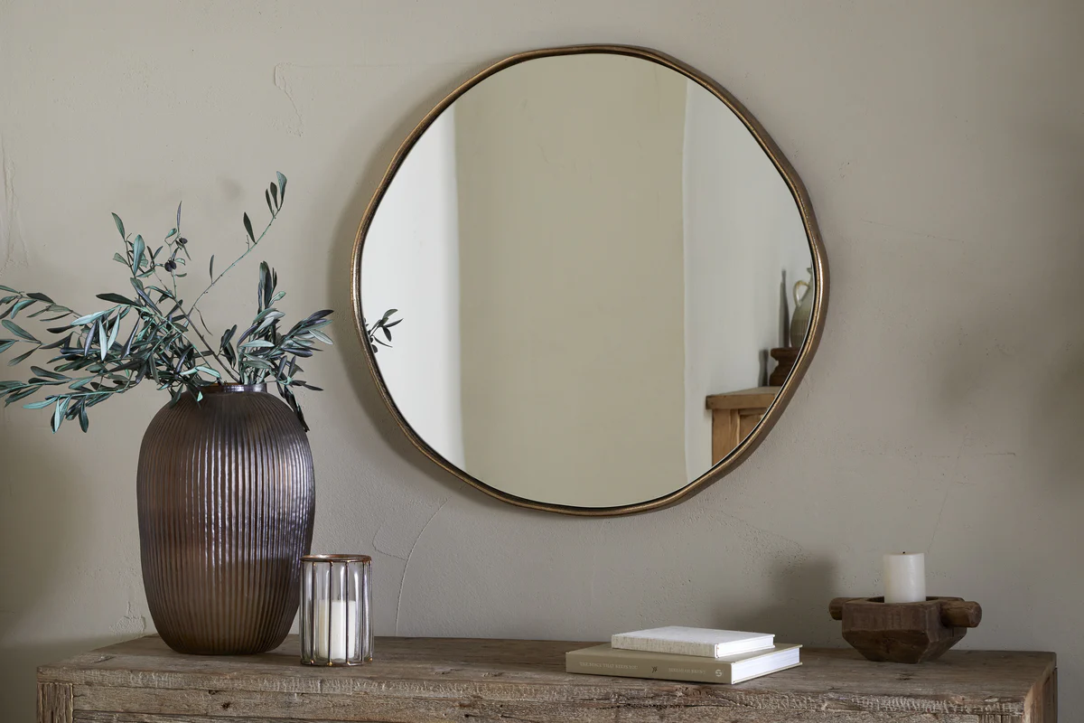 Mchanga Organic Shape Mirror - Antique Brass