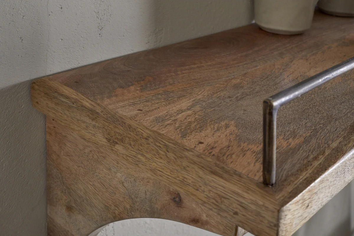 Meera Mango Wood & Iron Gallery Shelf - Natural - Image 4