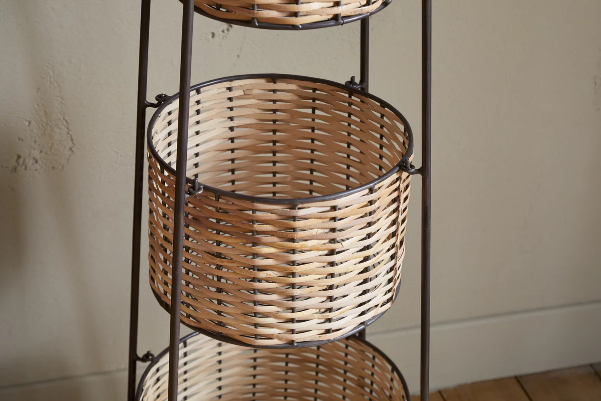 Montali Iron & Rattan Three-Tiered Storage Stand - Natural - Image 6