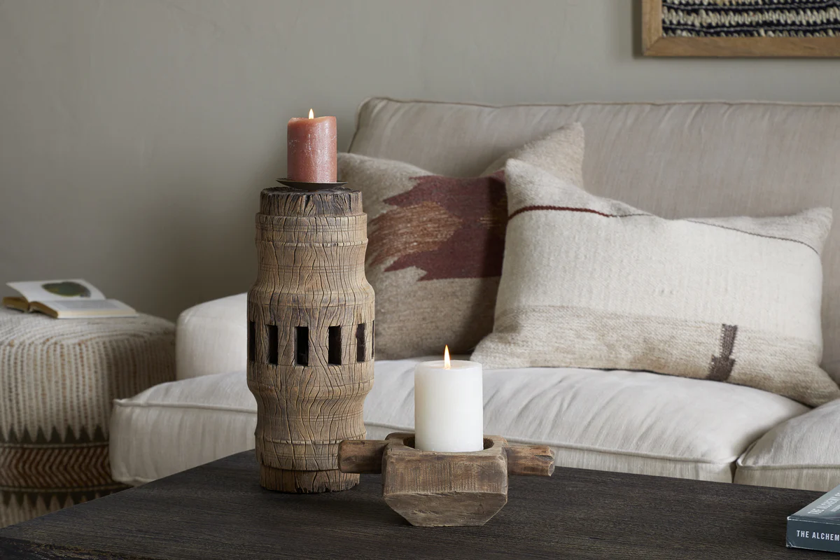 Mvua Reclaimed Wood Pillar Candle Holder - Natural - Image 2