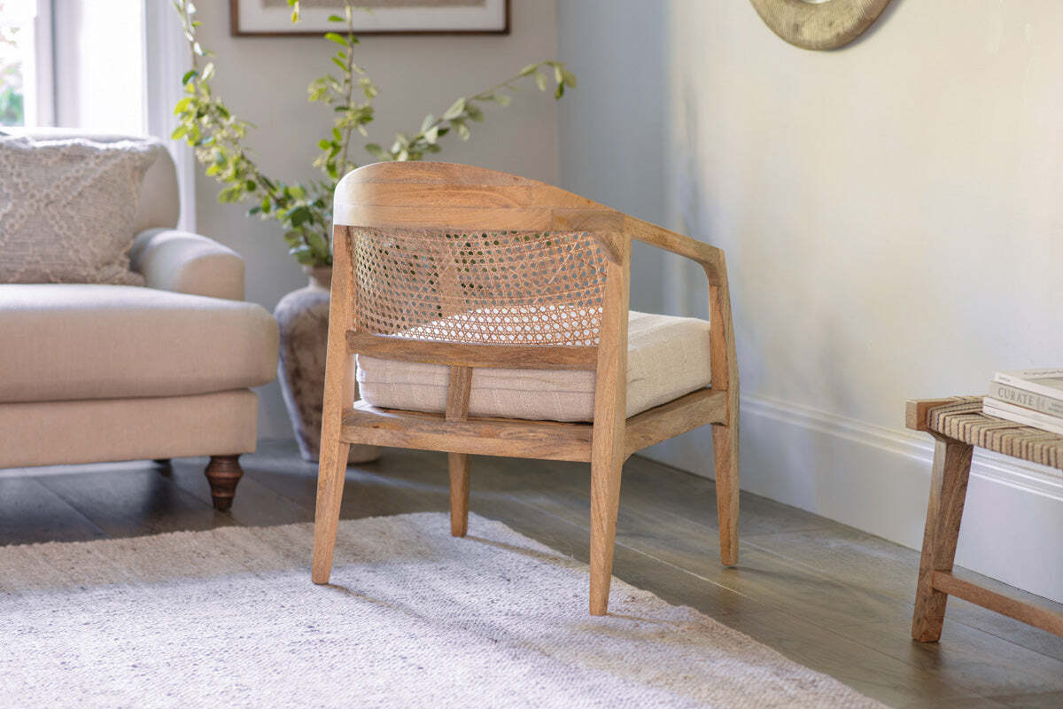 Nabhi Mango Wood & Cane Occasional Chair - Natural - Image 4