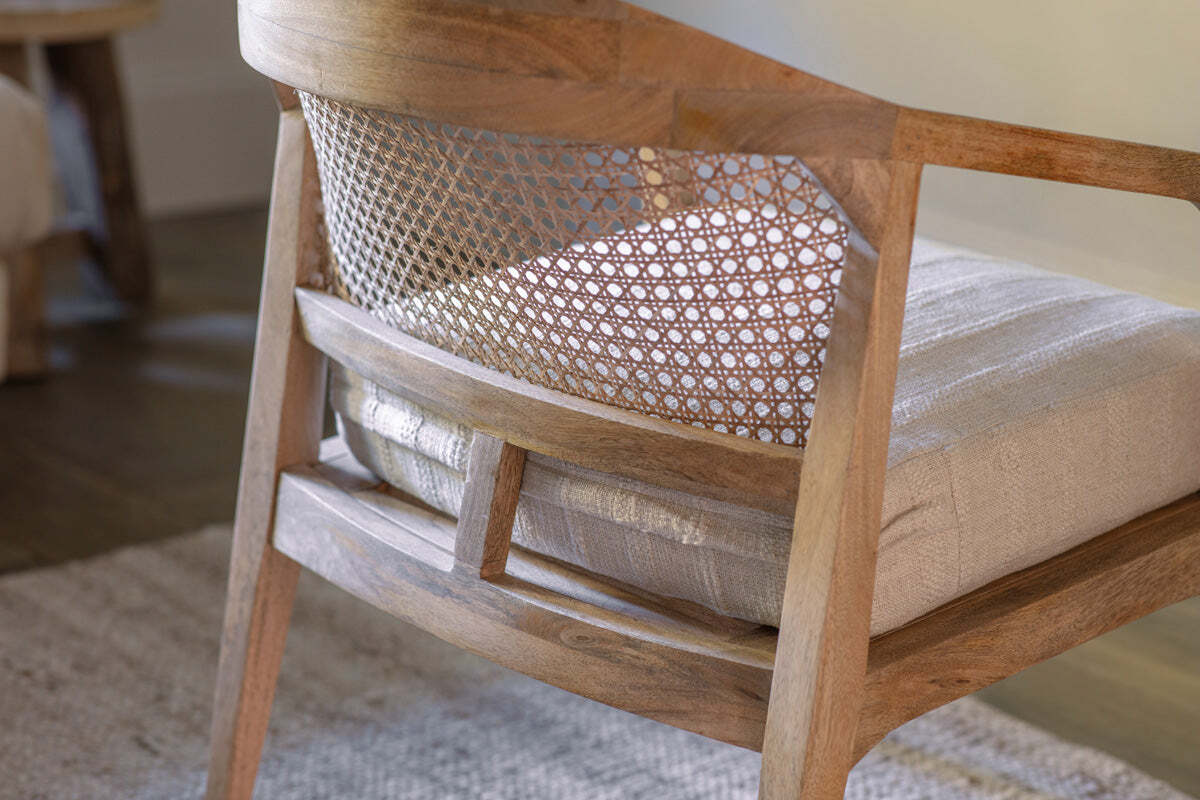 Nabhi Mango Wood & Cane Occasional Chair - Natural - Image 6