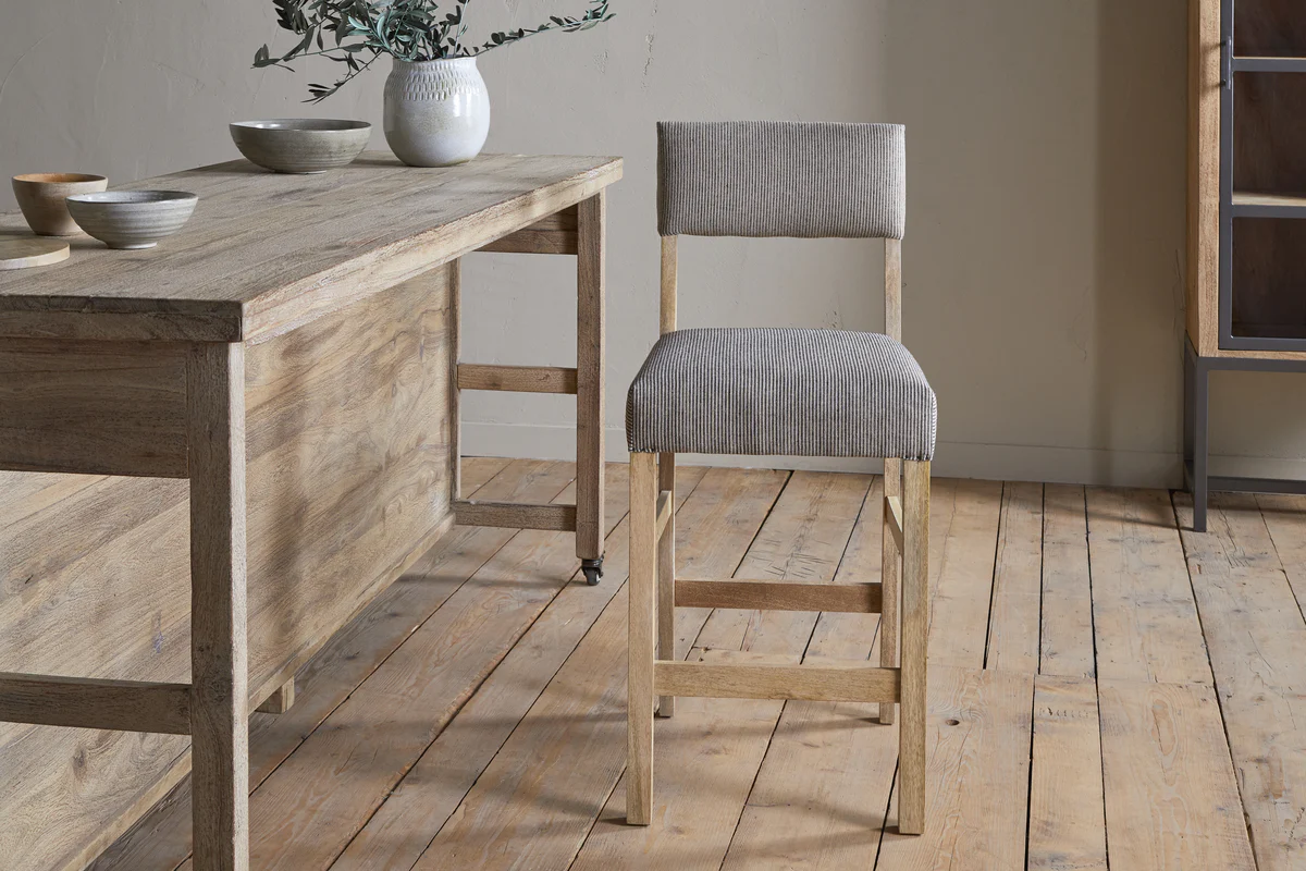 Nadeeka Linen Upholstered Counter Chair - Soft Grey - Image 2