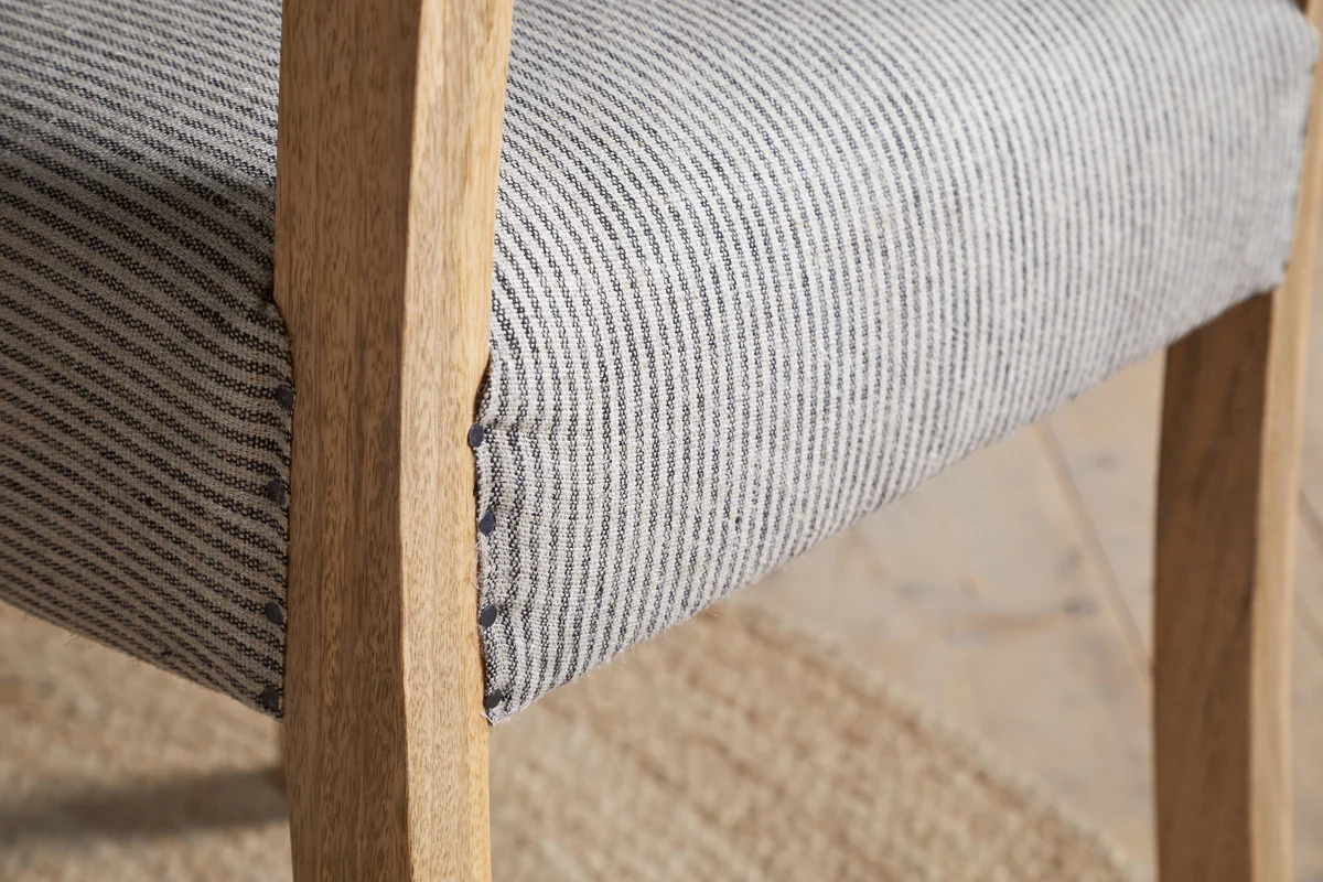 Nadeeka Linen Upholstered Dining Chair - Soft Grey - Image 6