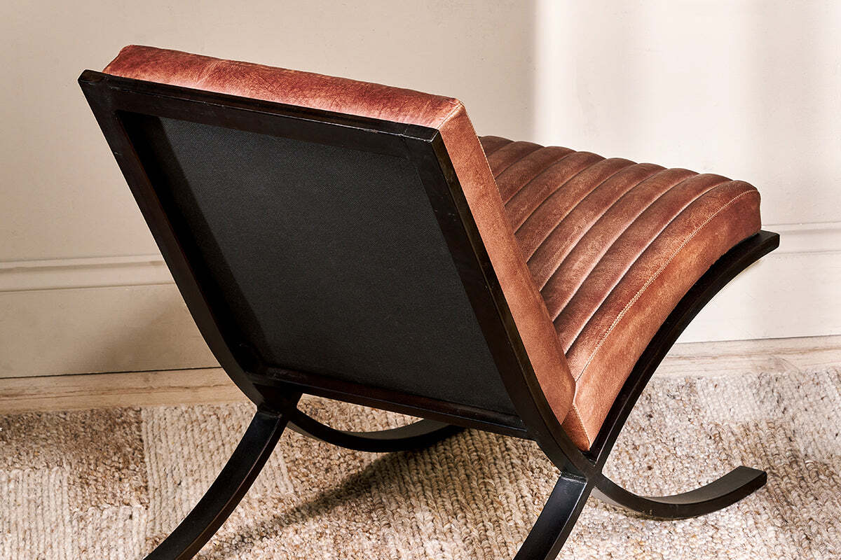 Narwana Ribbed Leather Lounger - Aged Tan - Image 4