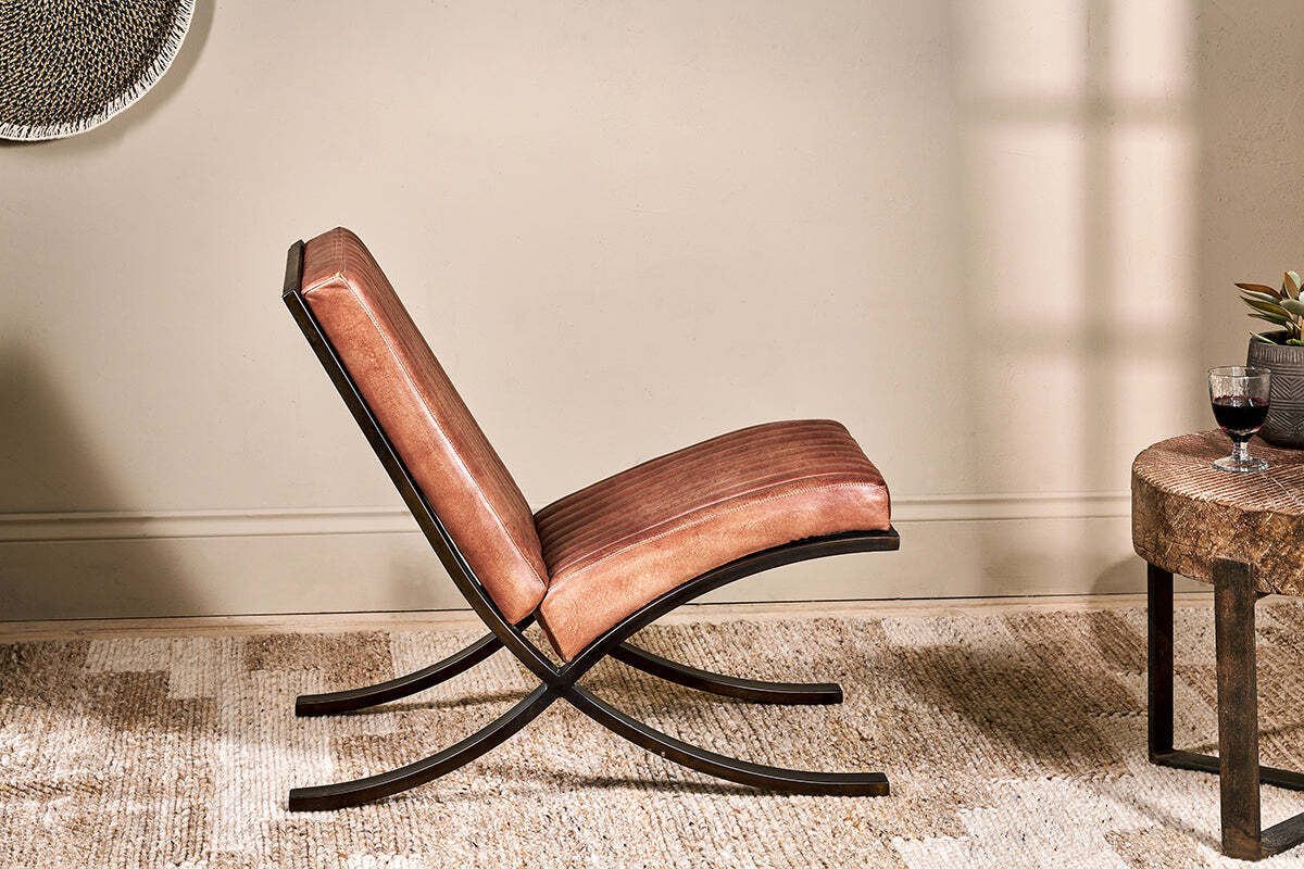 Narwana Ribbed Leather Lounger - Aged Tan - Image 5