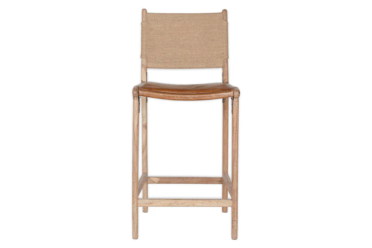 Nayan Leather & Jute Counter Chair - Tan - Image 10