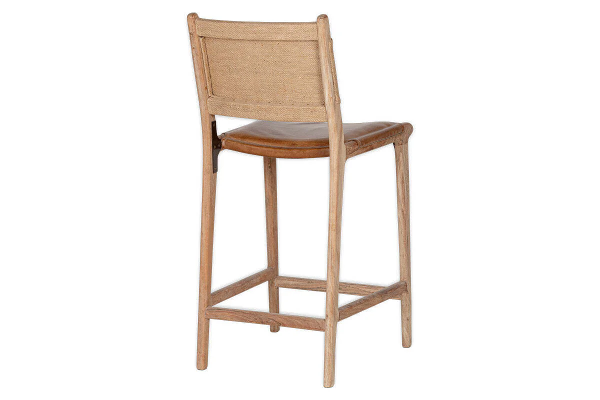 Nayan Leather & Jute Counter Chair - Tan - Image 12
