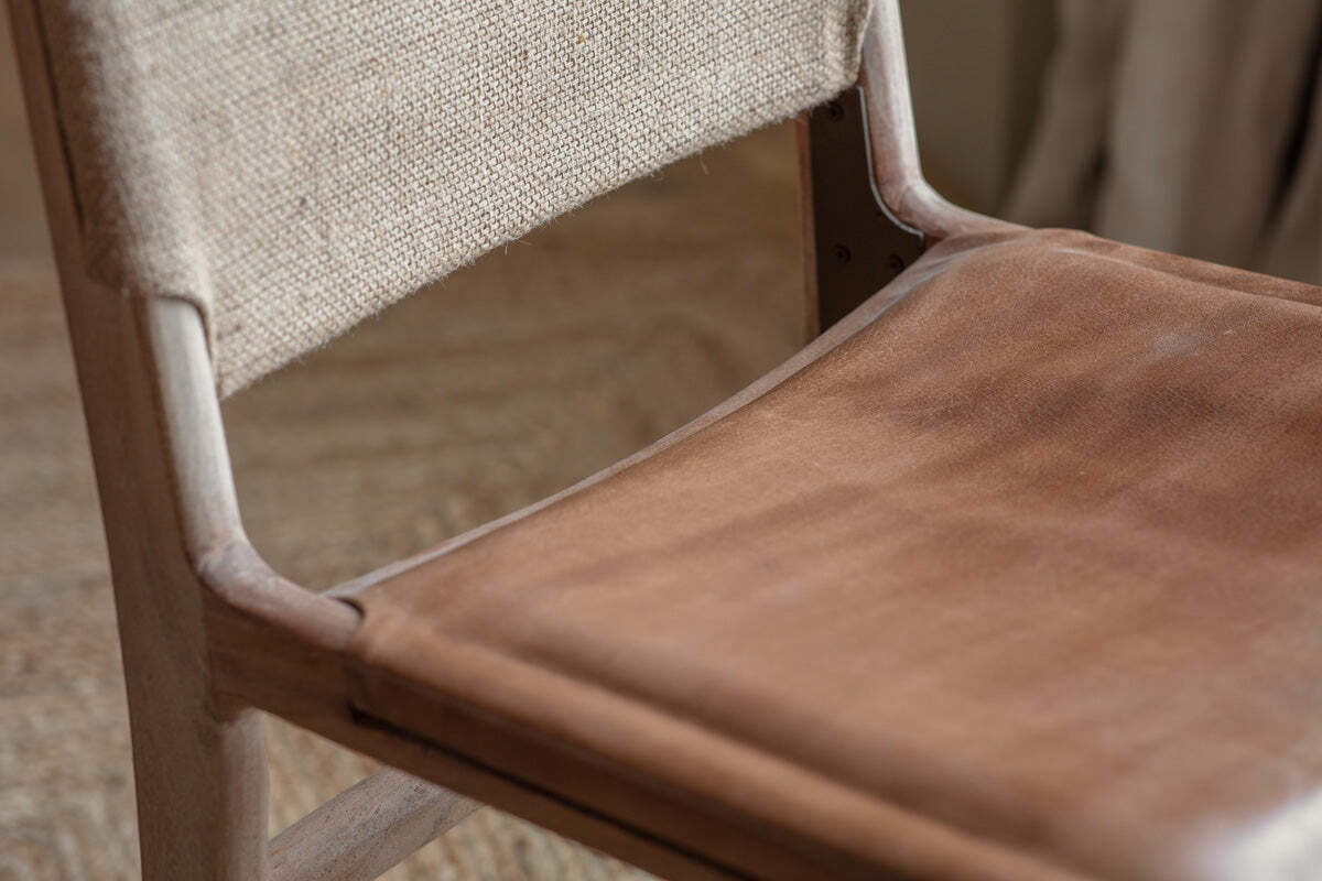 Nayan Leather & Jute Dining Chair - Tan - Image 5