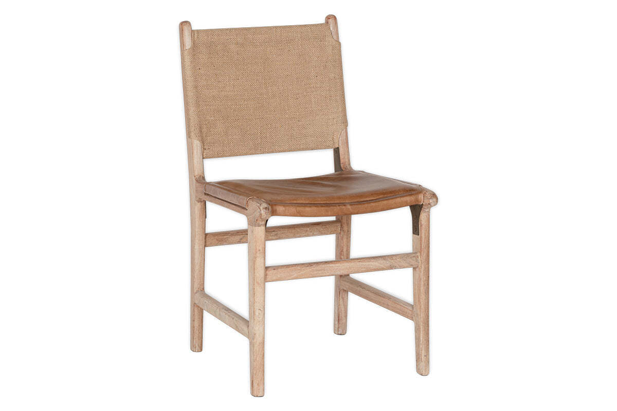 Nayan Leather & Jute Dining Chair - Tan - Image 8