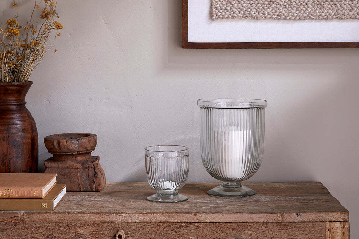 Nia Recycled Glass Candle Holder - Clear - Image 2