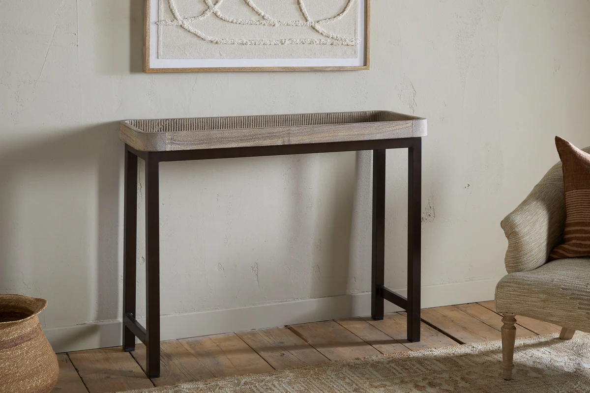 Nisha Reclaimed Wood & Iron Console Table - Natural - Image 2