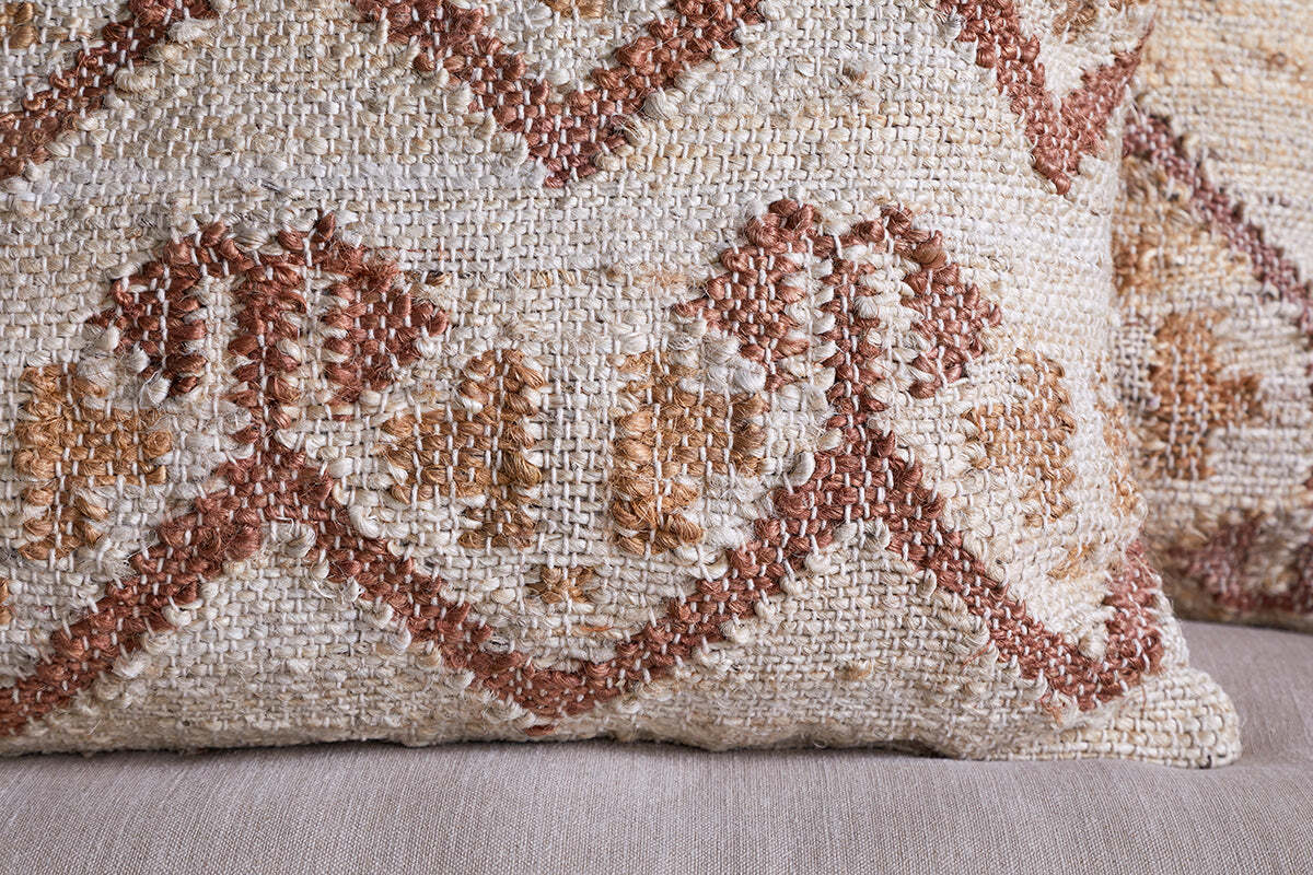 Nuvali Cotton & Jute Cushion Cover - Rust - Image 3