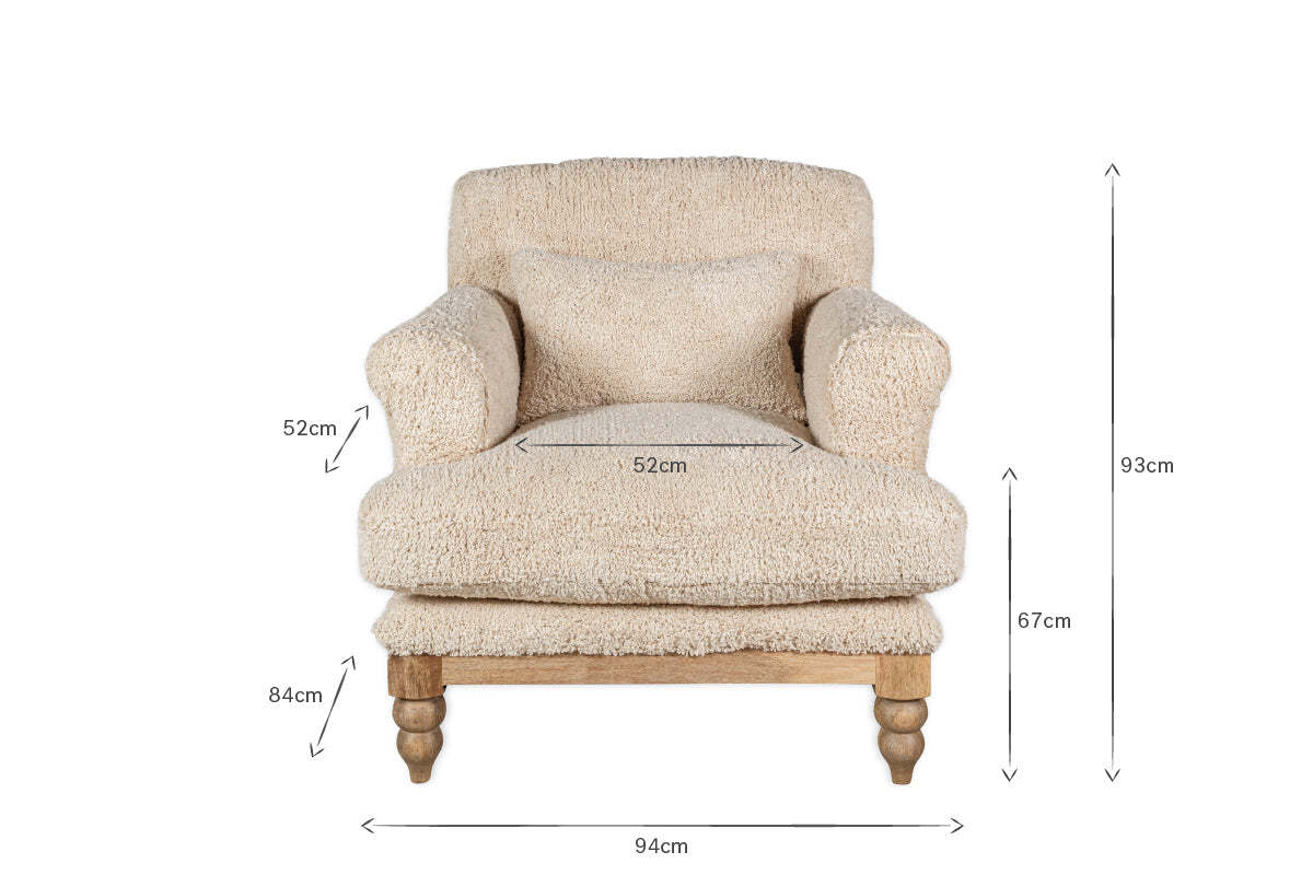 Otas Teddy Cotton Armchair - Off White - Image 5