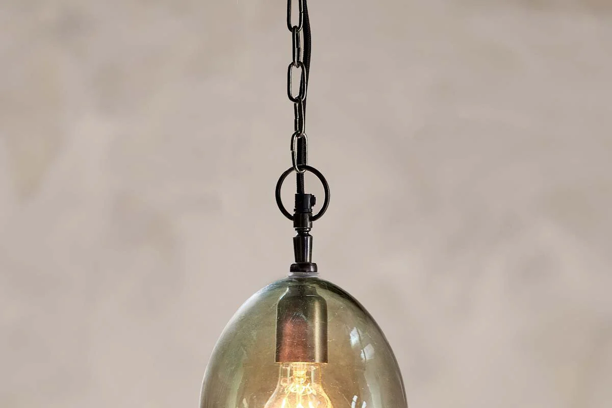 Otoro Recycled Glass Pendant - Green - Small Oval - Image 2