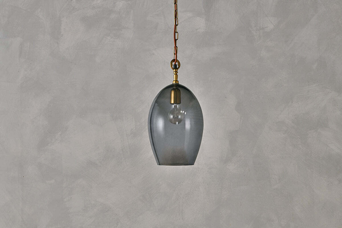 Otoro Recycled Glass Pendant - Smoke - Small Oval - Image 2