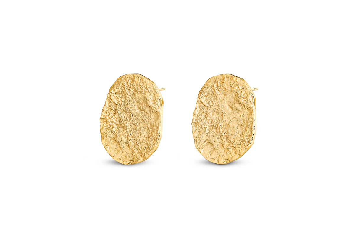 Oya Hammered Earrings - Gold - Image 3