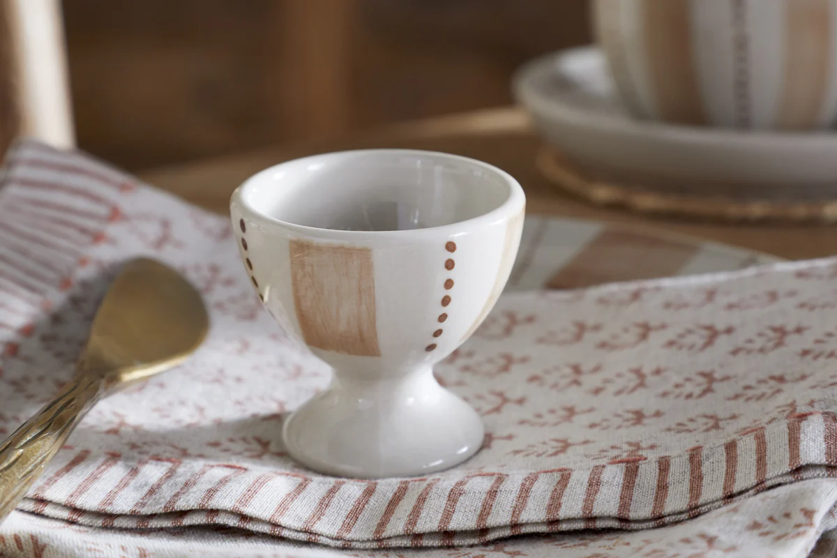Patthar Egg Cups - Cream & Clay - (Set of 2) - Image 3