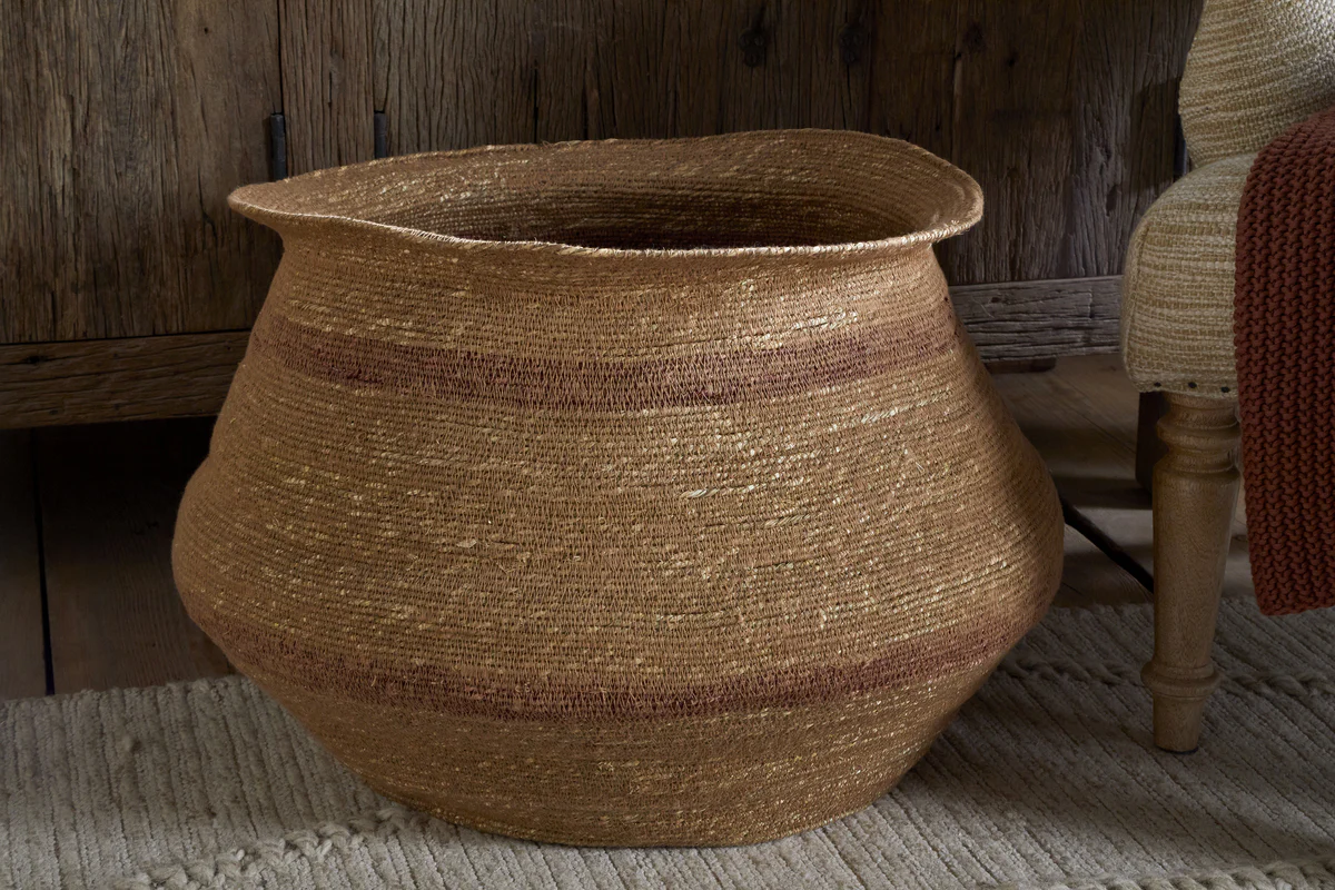 Rana Wide Basket - Natural & Rust - Image 2