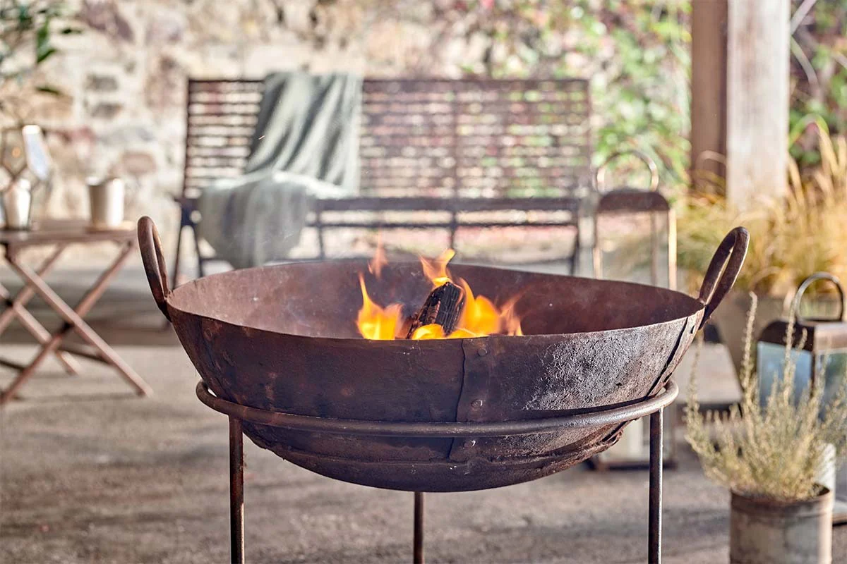 Reclaimed Iron Kadai With Grill - Small - Image 3