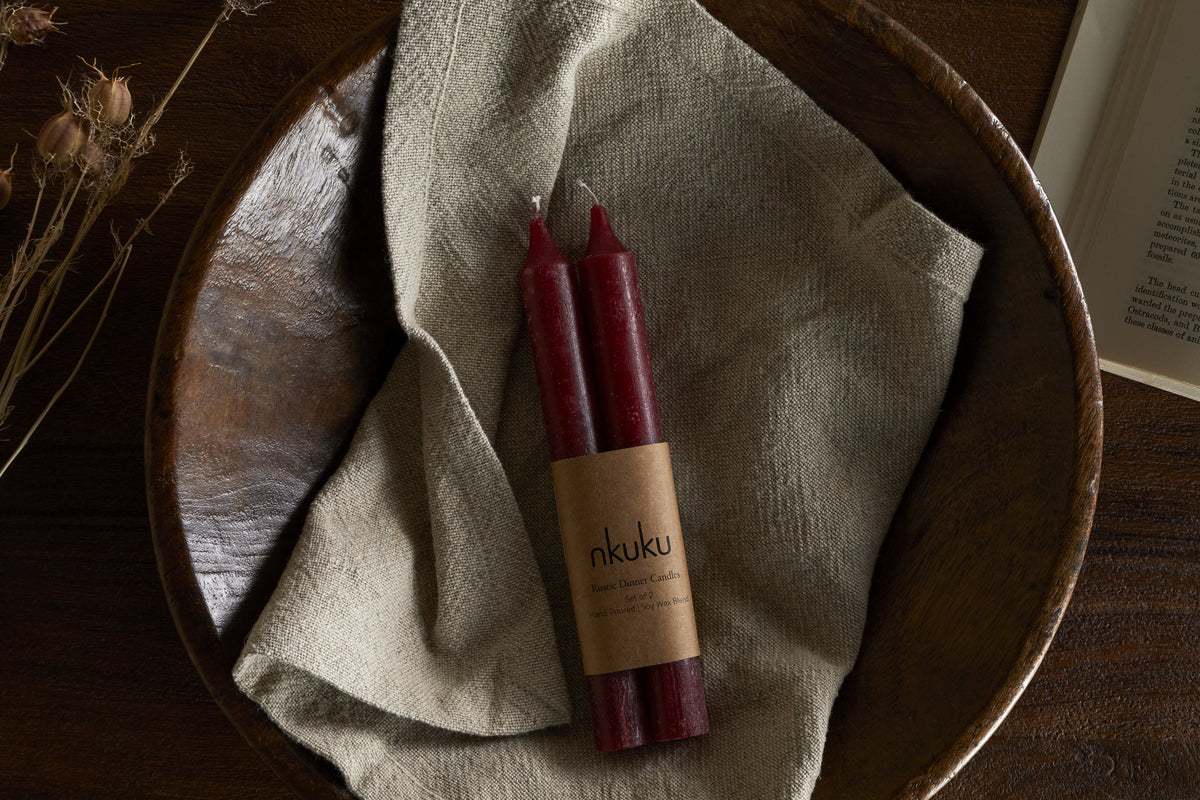 Rustic Soy Blend Dinner Candle - Dark Cherry (Set of 2) - Image 3